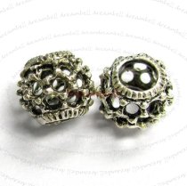 2x Sterling Silver Round Net DOTS BALL Bead 8mm