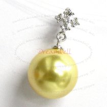 1x Rhodium plated Sterling silver Bail Pin cup pearl pendant Connector