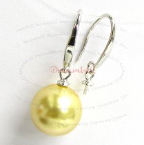 2x Rhodium Sterling Silver Earring French Ear Hook Wire 3mm Pearl Cup