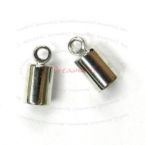 10 x Rhodium plated metal Bead 3mm LEATHER Cord END CAP