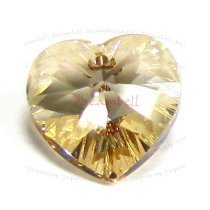 2x Swarovski Crystal Heart 6228 Pendant Golden Shadow 14mm