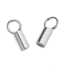 10x Sterling Silver 1mm Leather Roud Cord End Cap Bead