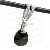 Rhodium plated over Sterling Silver CZ Crystal Bail Pinch Pendant Connector