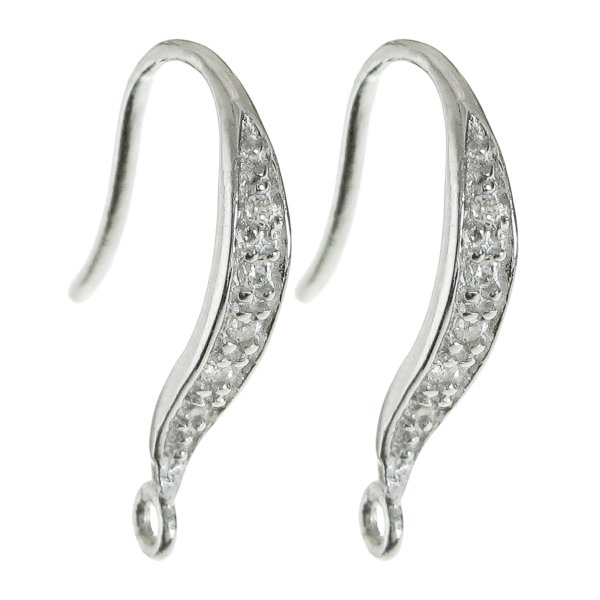 2x Rhodium on 925 Sterling Silver CZ Crystal Ear Wire Earwires French Hook