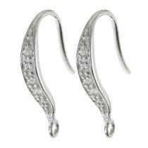 2x Rhodium on 925 Sterling Silver CZ Crystal Ear Wire Earwires French Hook