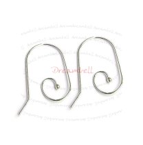 2 x Sterling Silver Earwire Interchangeable Ball End Ear Wire French Hook 23mm
