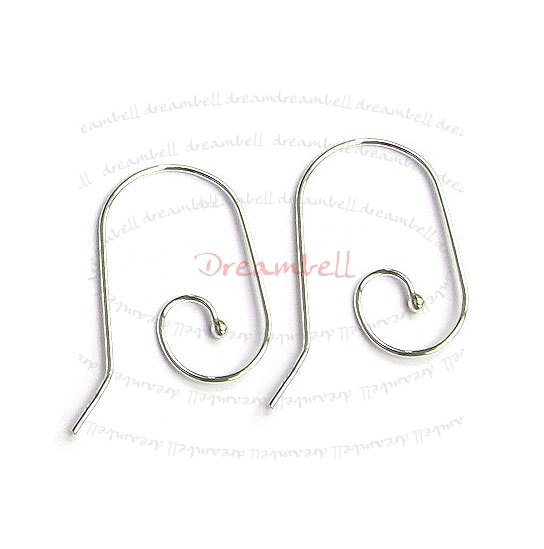 2 x Sterling Silver Earwire Interchangeable Ball End Ear Wire French Hook 23mm