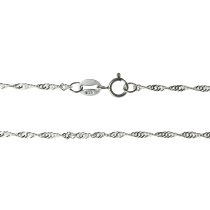 Rhodium Sterling Silver Twisted Diamond Link Giotto Chain Necklace 1.2mm w/ spring ring 16"