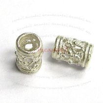 2 Sterling Silver Filigree Flower Bead Tube 8mm x5.3mm