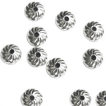 6x STERLING SILVER Round Swirl Flower Bead Cap 4mm