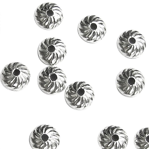 6x STERLING SILVER Round Swirl Flower Bead Cap 4mm